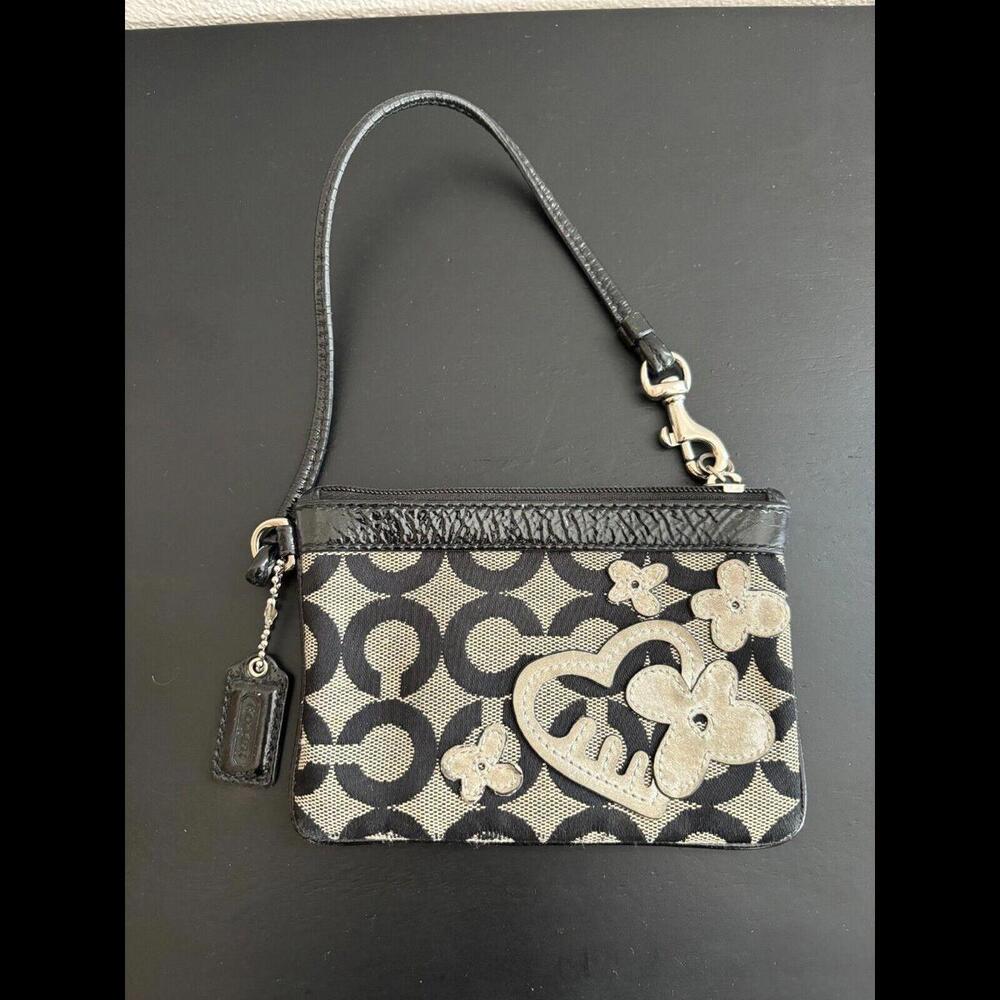 AUTHENTIC Coach Black and White Wristlet with Strap